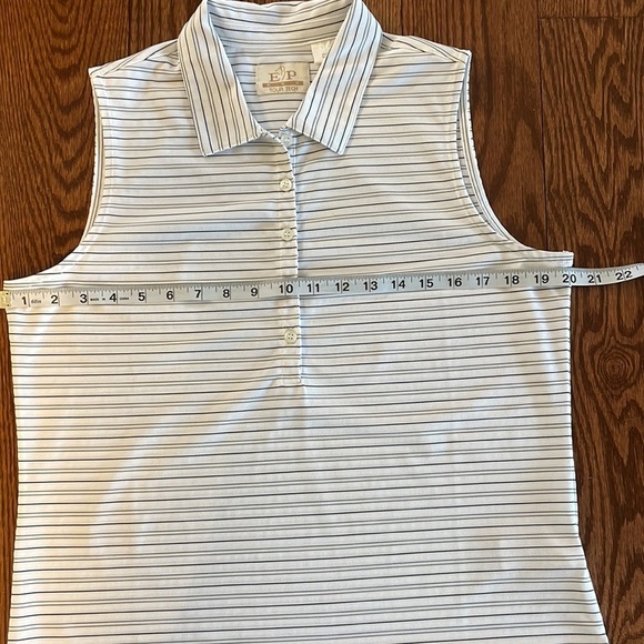 EP PRO TOUR TECH women’s sleeveless GOLF polo shirt striped textured buttons LRG - Picture 11 of 12